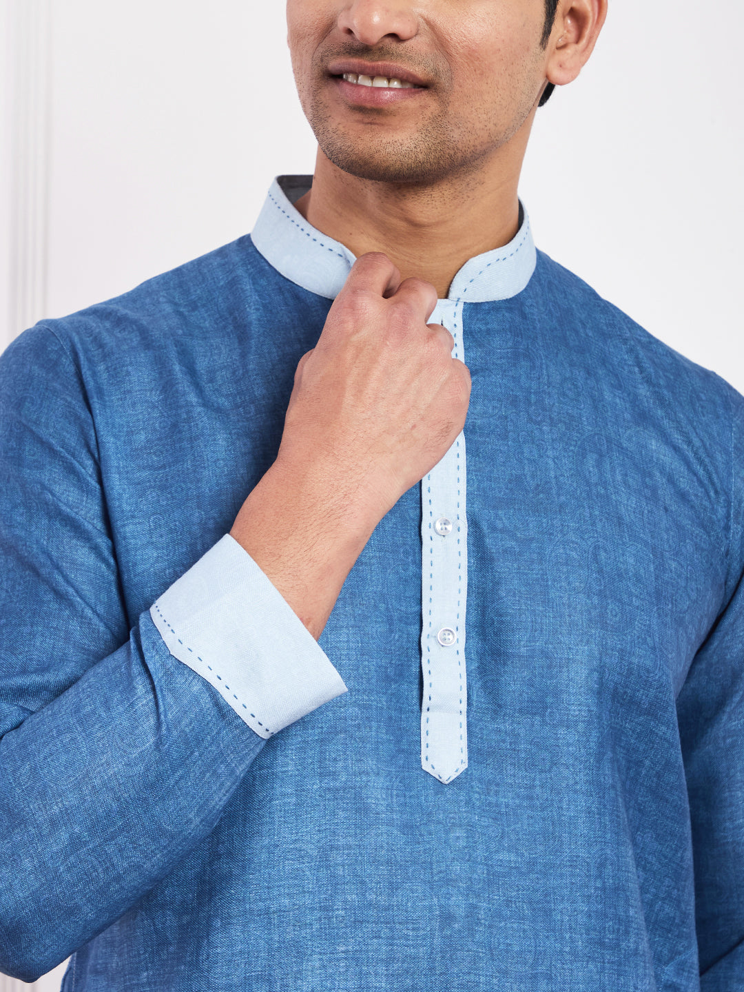 Dark Blue Ombre Men's Kurta