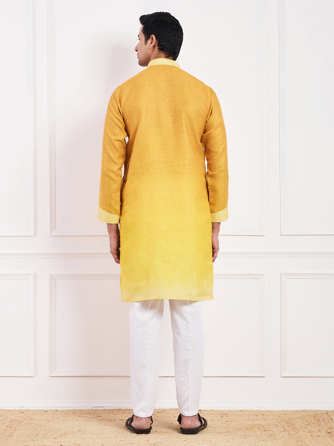 Dark Yellow Ombre Men's Kurta
