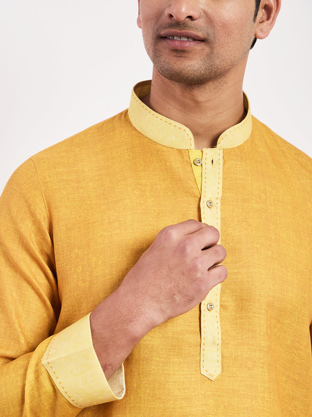 Dark Yellow Ombre Men's Kurta