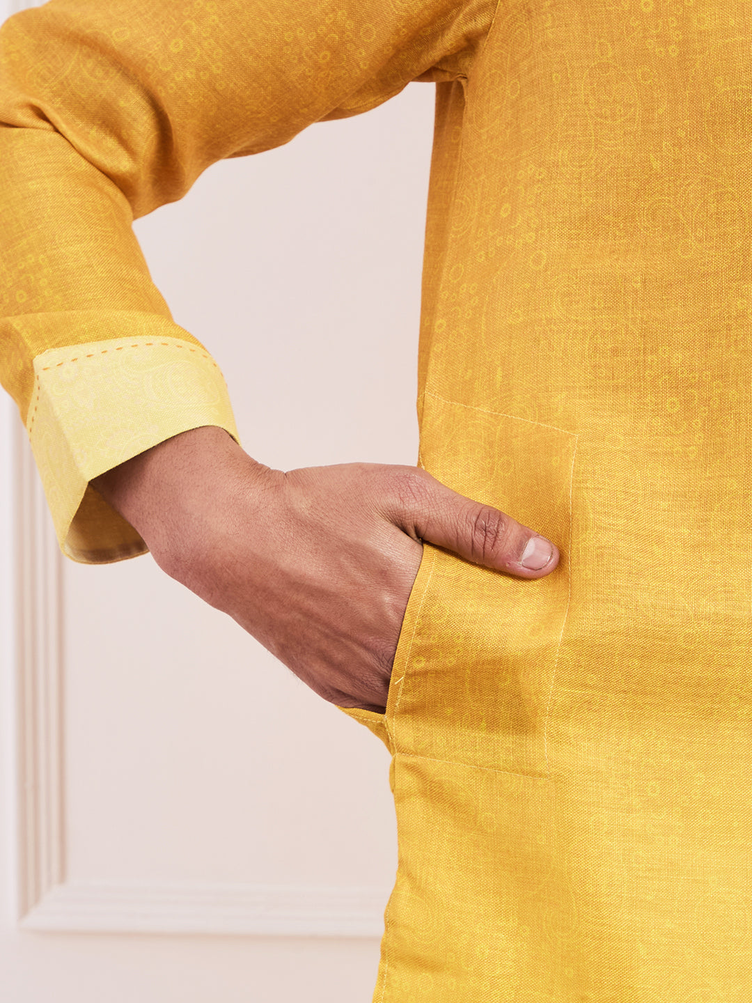 Dark Yellow Ombre Men's Kurta