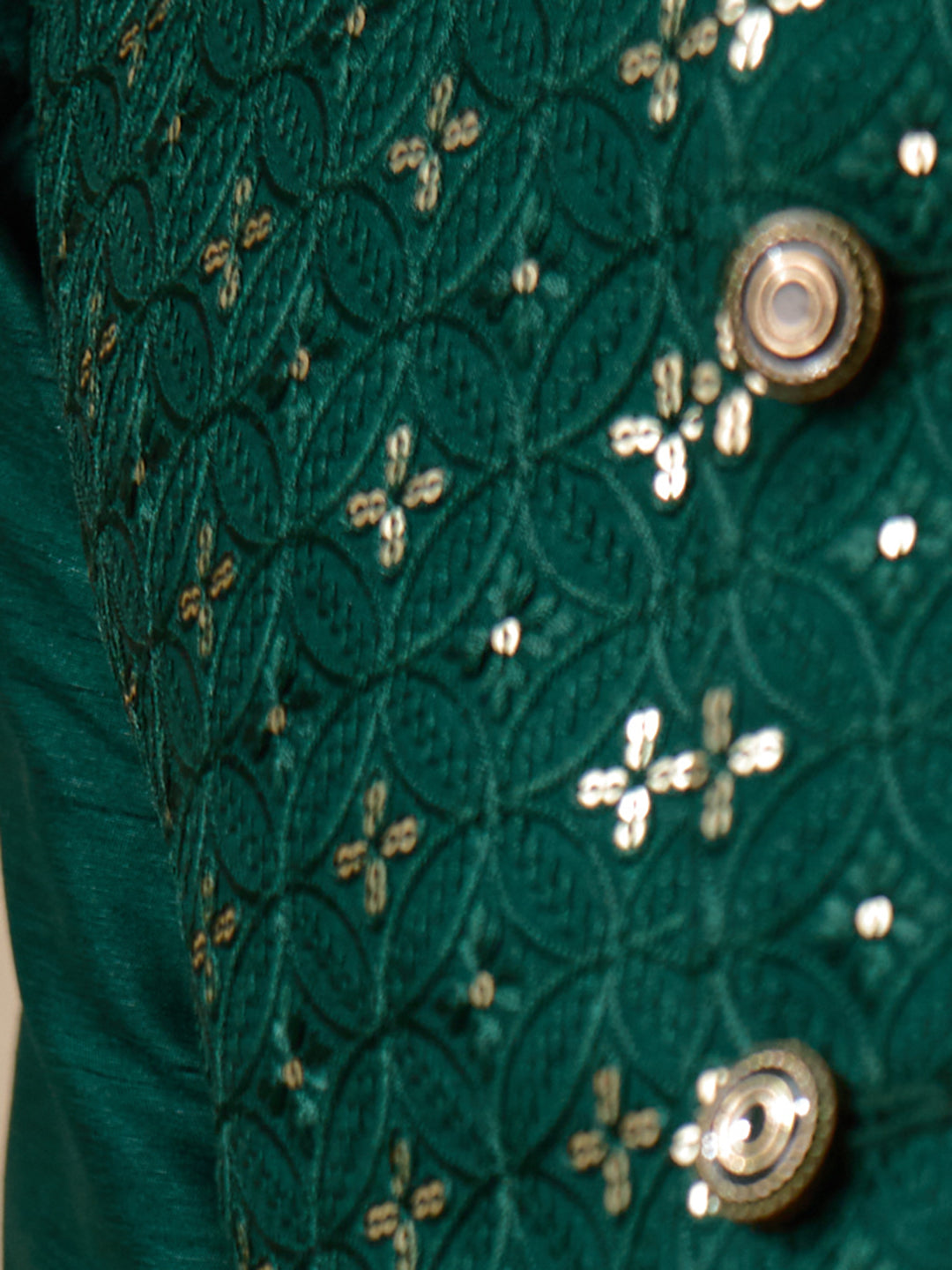 Bottle Green Motifs Sequinned Men's Kurta Set