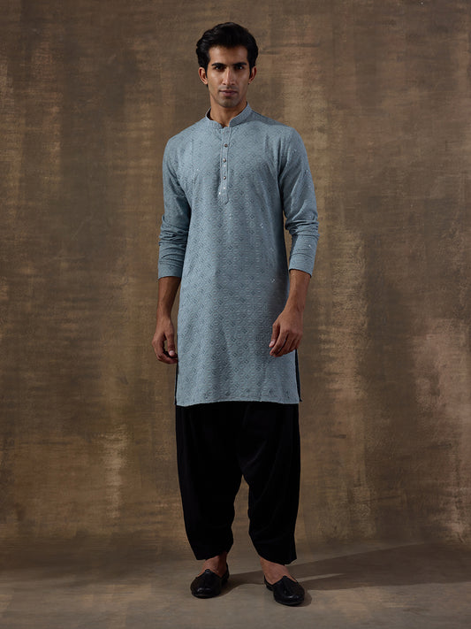 Pastel Blue Chikankari Men's Kurta