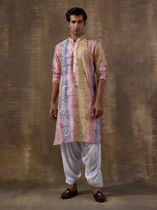 Vibrant Pink Batik Printed Men's Kurta