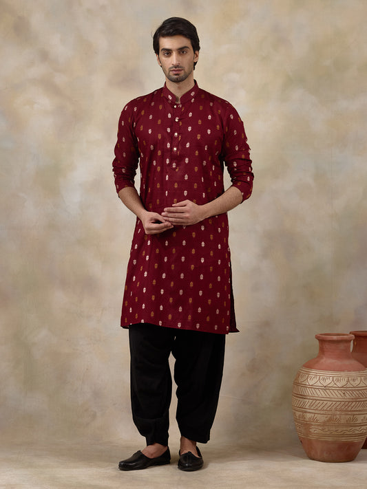 Traditional Maroon Ethnic Men's Kurta