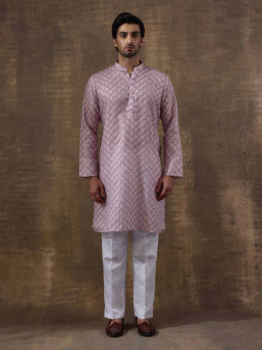 Sky Blue Ethnic Motifs Printed Men's Kurta
