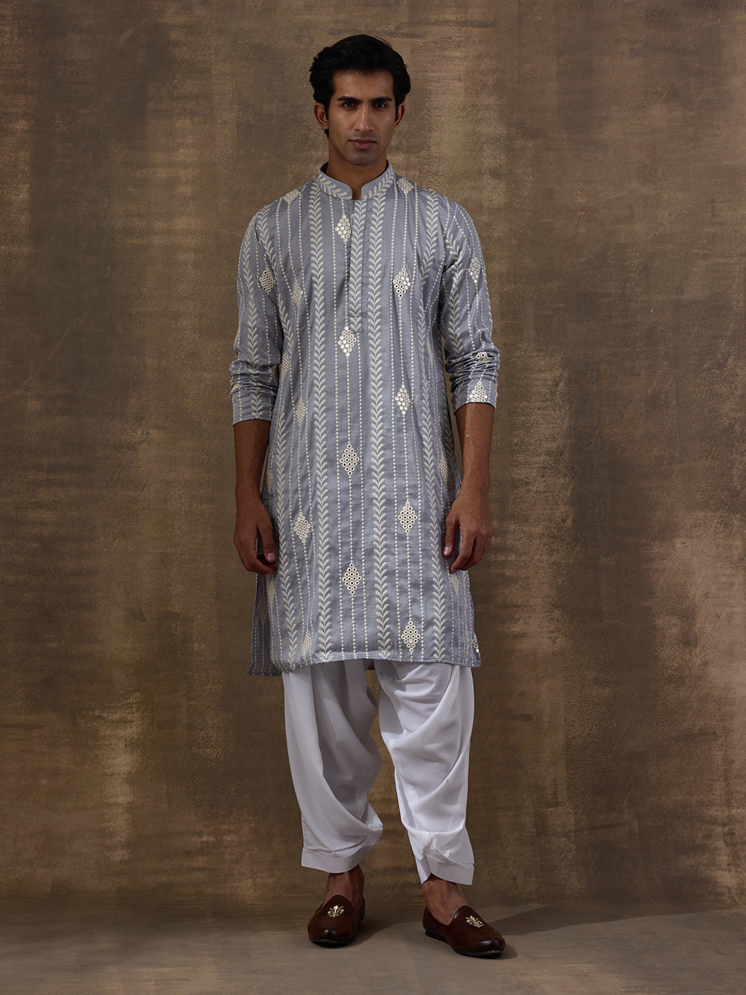 Celestial Blue Embroidered Men's Kurta