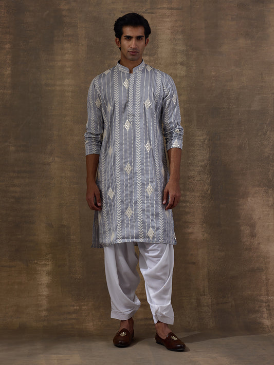 Celestial Blue Embroidered Men's Kurta