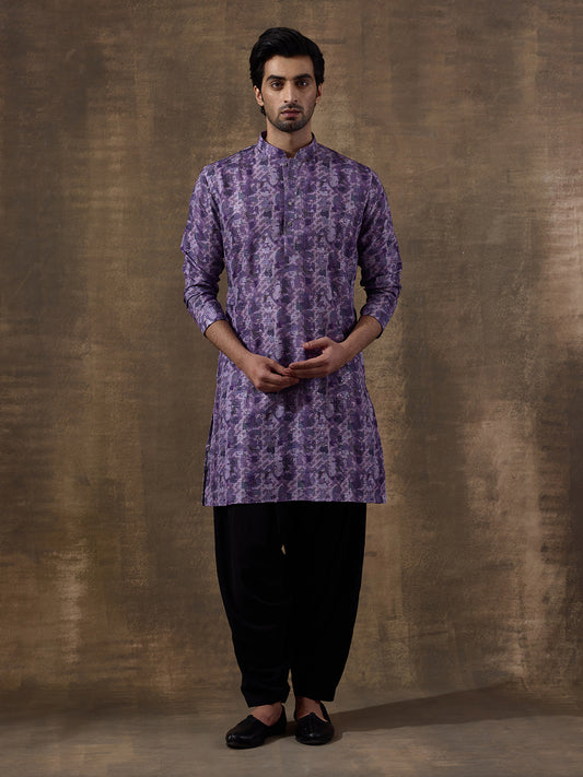 Passionate Purple Abstract Printed Men's Kurta
