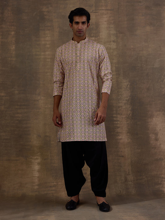 Jazzy Multi-colored Geometrics Printed Men's Kurta