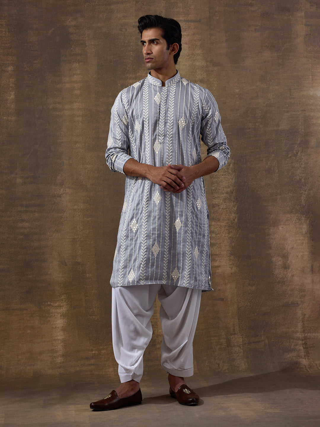 Celestial Blue Embroidered Men's Kurta