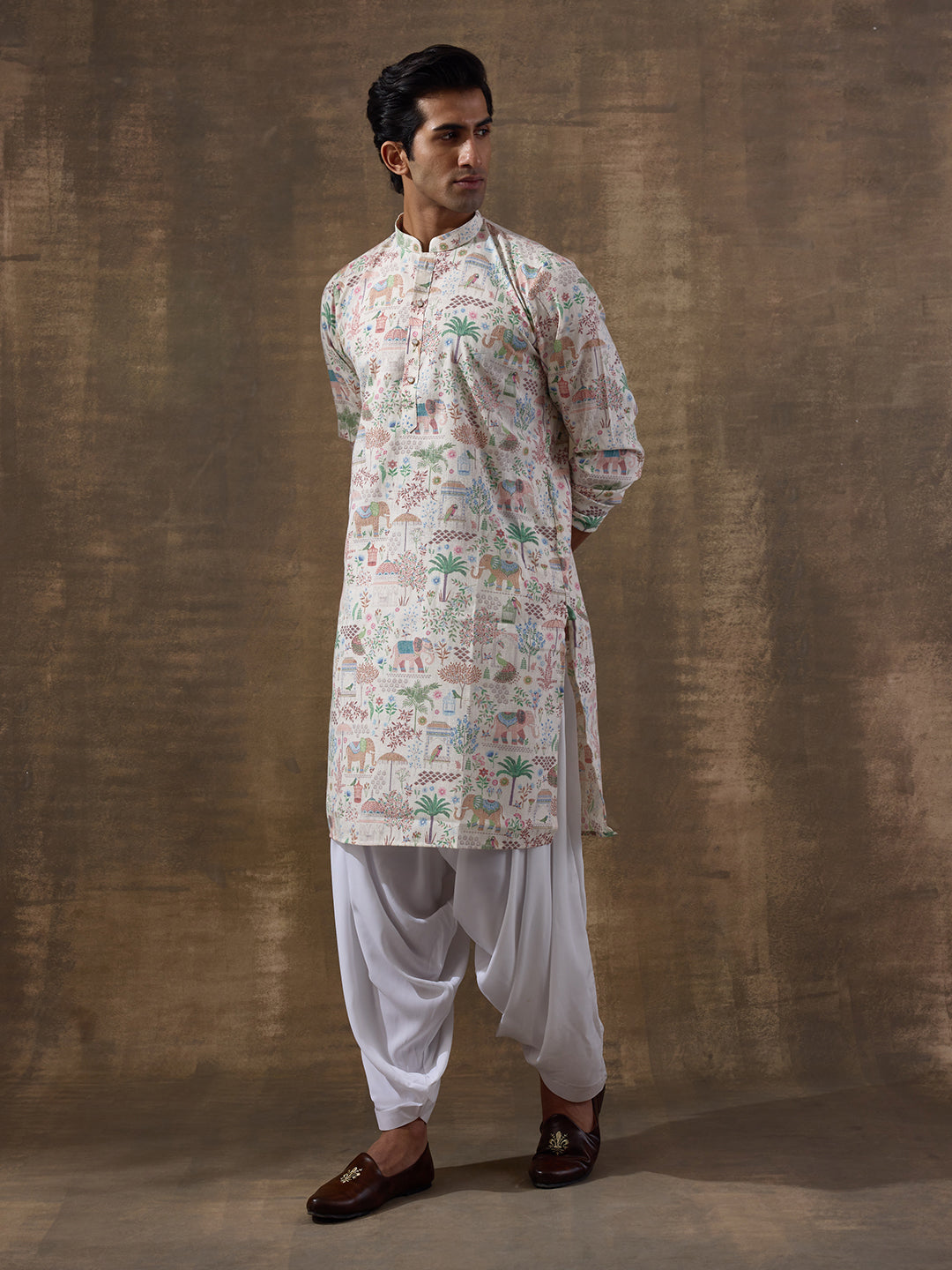 Old Jaipur Multicolor Printed Men's Kurta