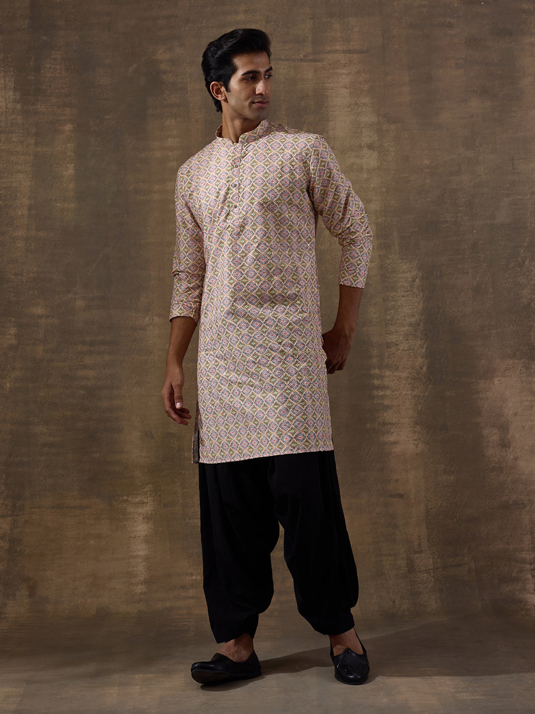Jazzy Multi-colored Geometrics Printed Men's Kurta