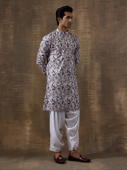 Lively Lilac Absract Printed Men's Kurta