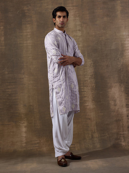 Fresh Lavender Embroidered Men's Kurta