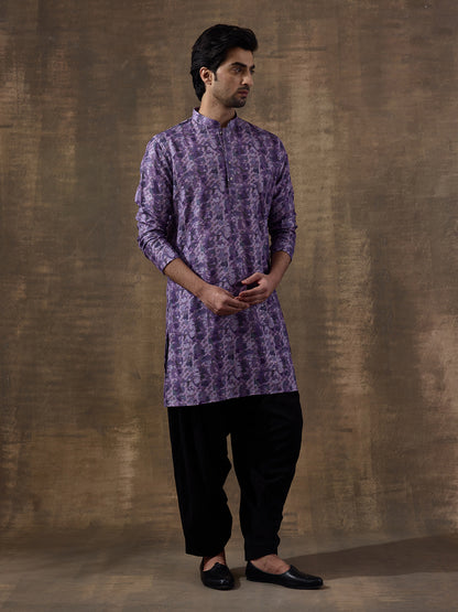 Passionate Purple Abstract Printed Men's Kurta
