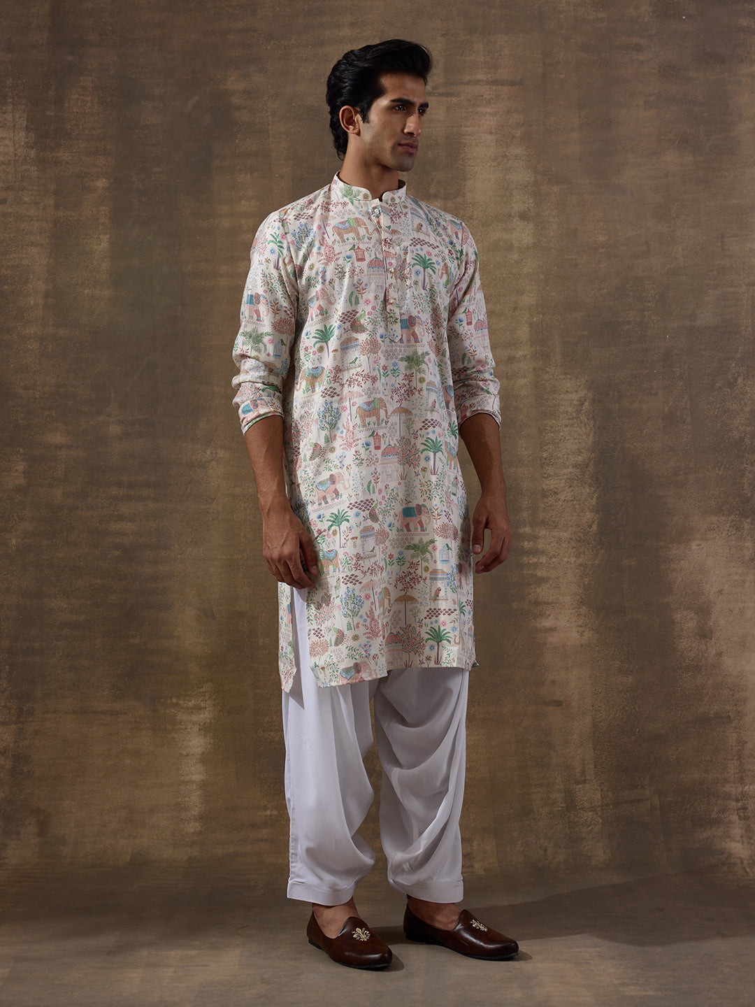Old Jaipur Multicolor Printed Men's Kurta