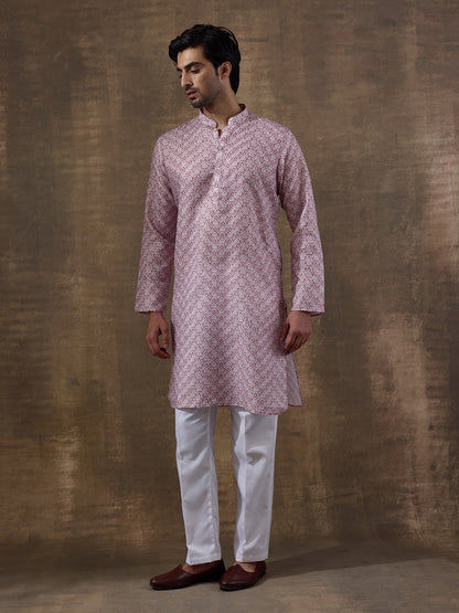 Sky Blue Ethnic Motifs Printed Men's Kurta