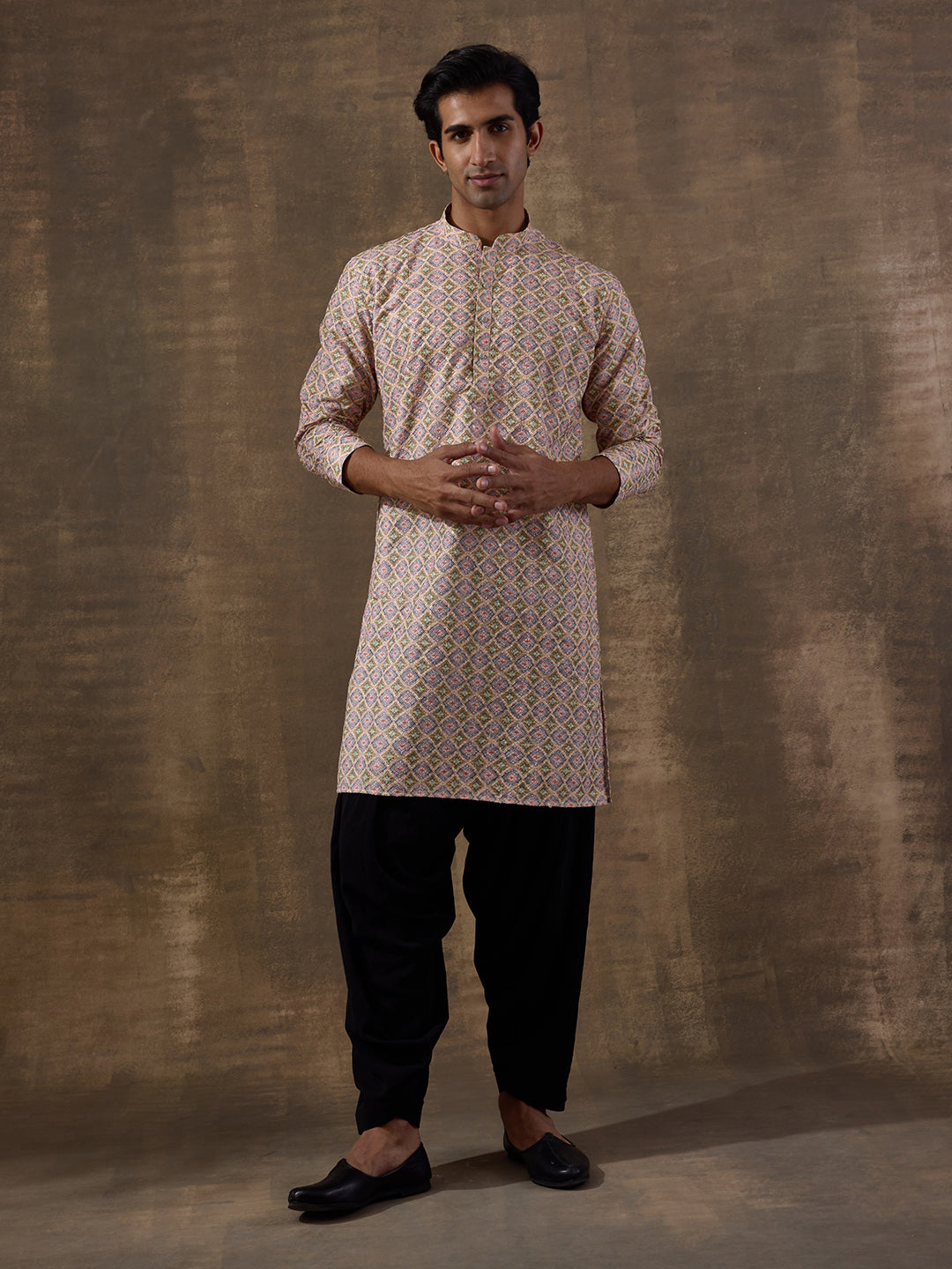 Jazzy Multi-colored Geometrics Printed Men's Kurta
