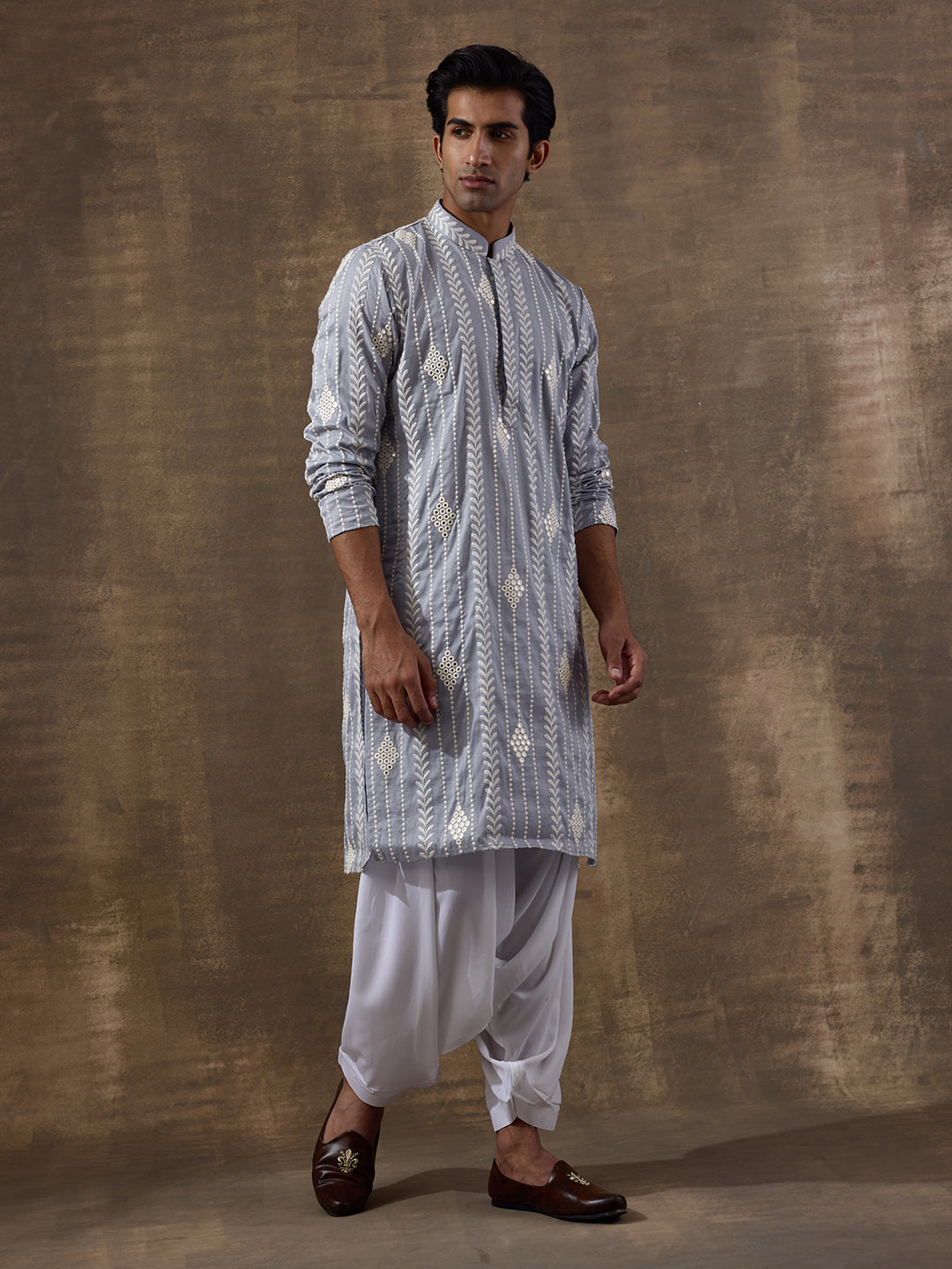 Celestial Blue Embroidered Men's Kurta