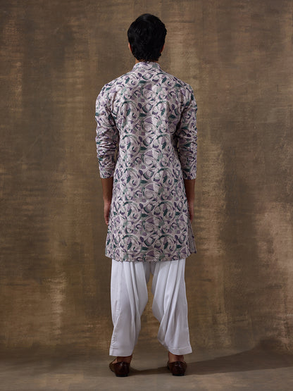 Lively Lilac Absract Printed Men's Kurta