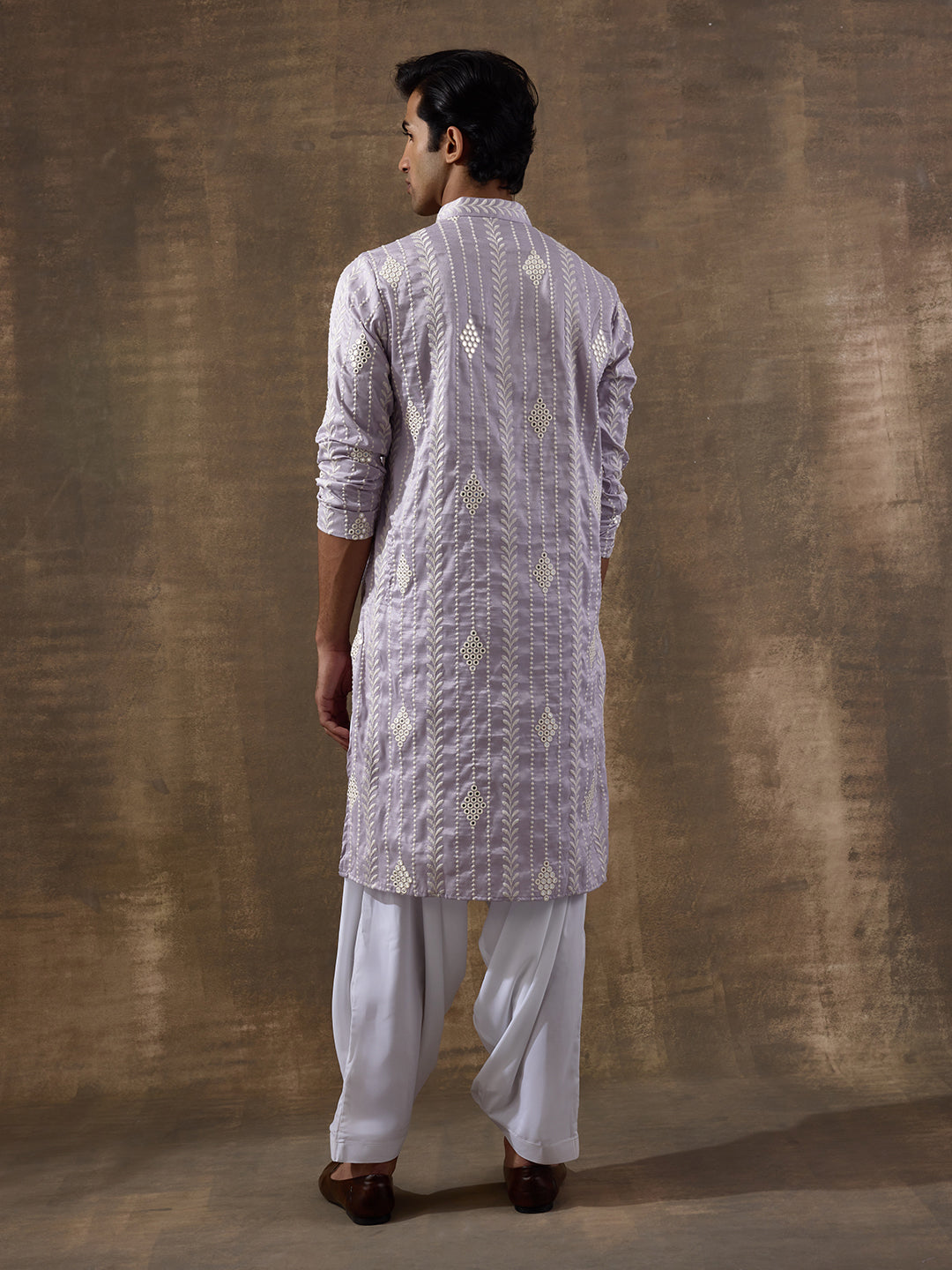 Fresh Lavender Embroidered Men's Kurta