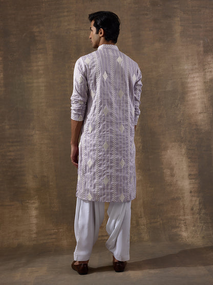 Fresh Lavender Embroidered Men's Kurta