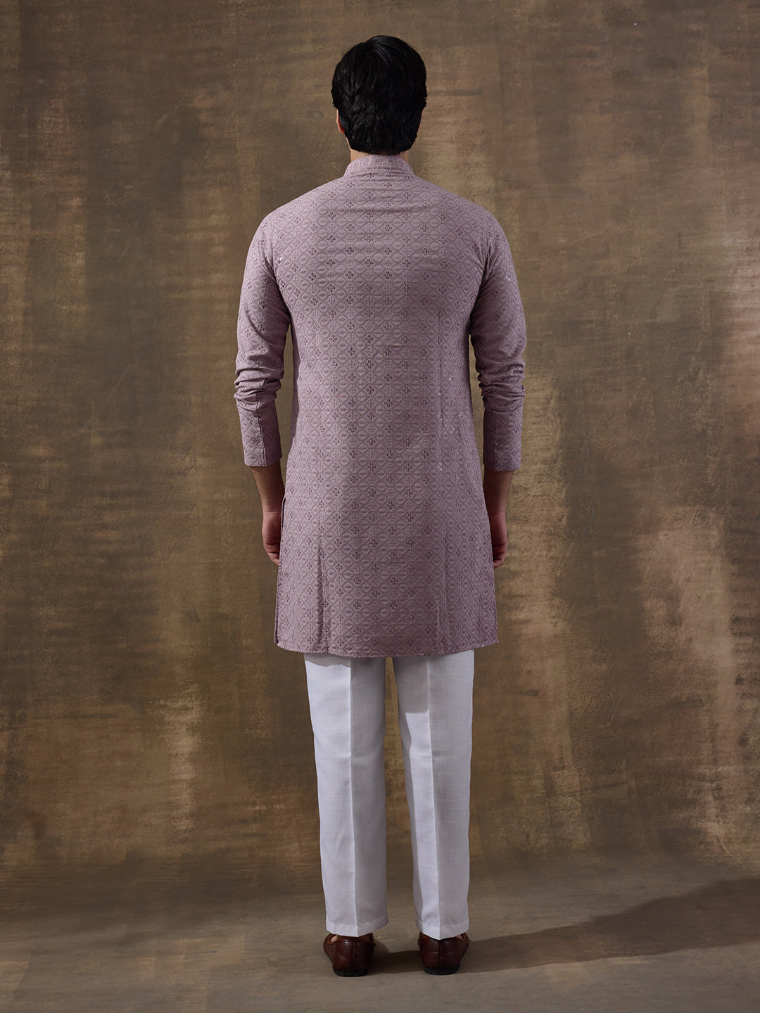 Lavish Lavender Chikankari Men's Kurta with Pants