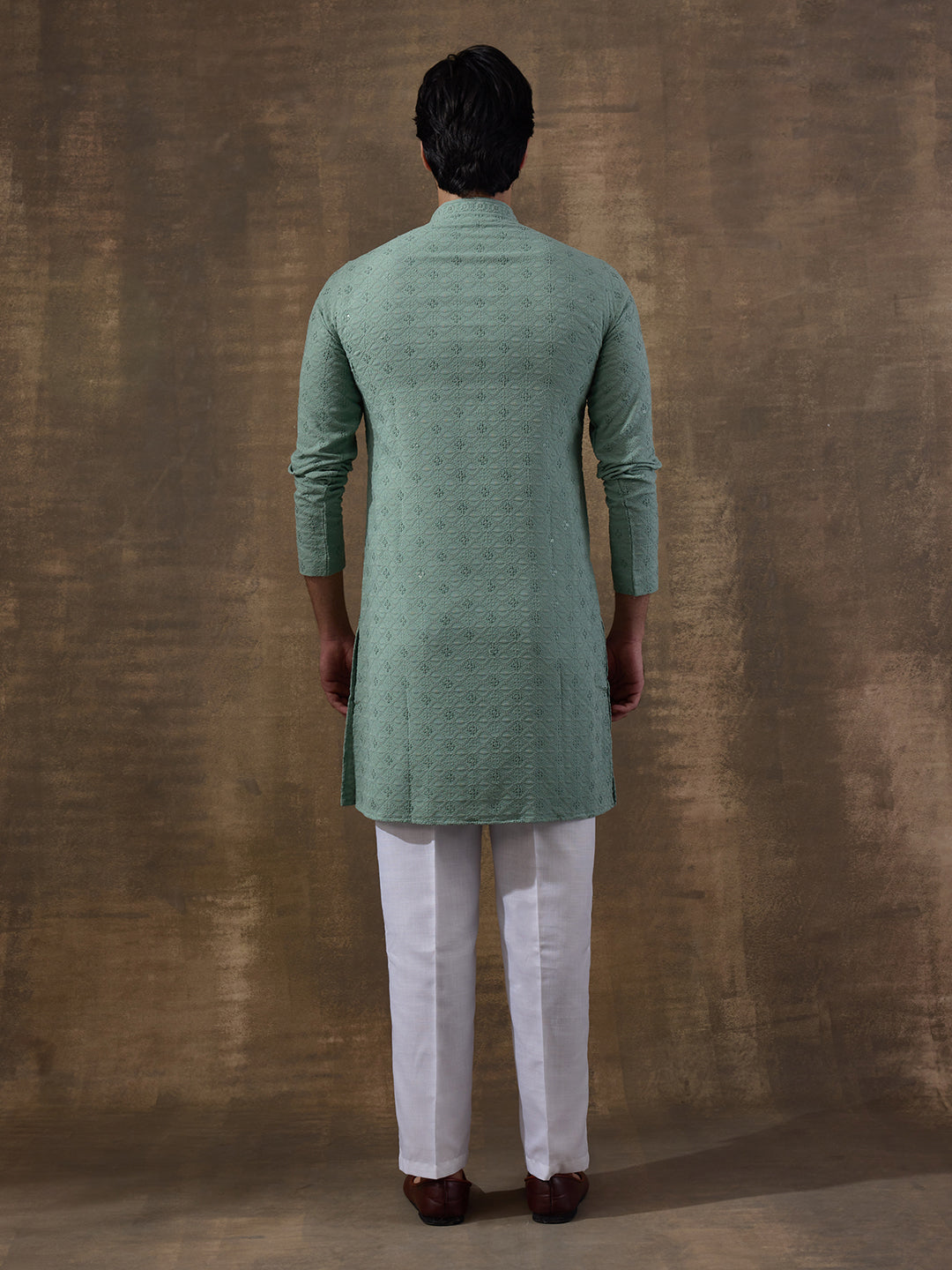 Sea Green Chikankari Men's Kurta