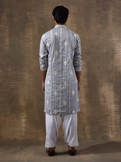 Celestial Blue Embroidered Men's Kurta