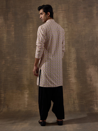 Jazzy Multi-colored Geometrics Printed Men's Kurta