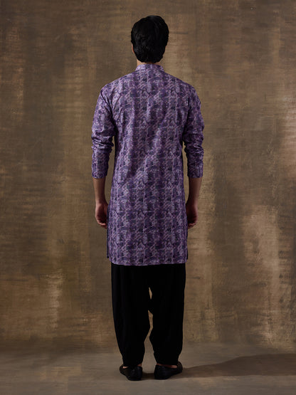 Passionate Purple Abstract Printed Men's Kurta