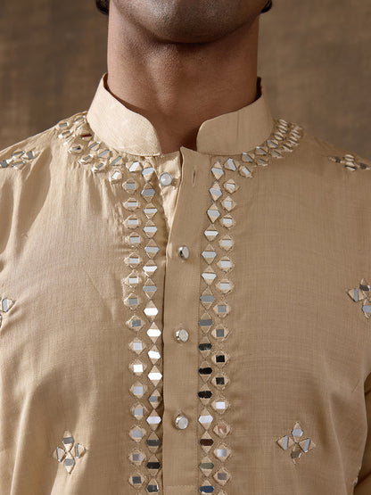 Balanced Beige Mirrored Men's Kurta