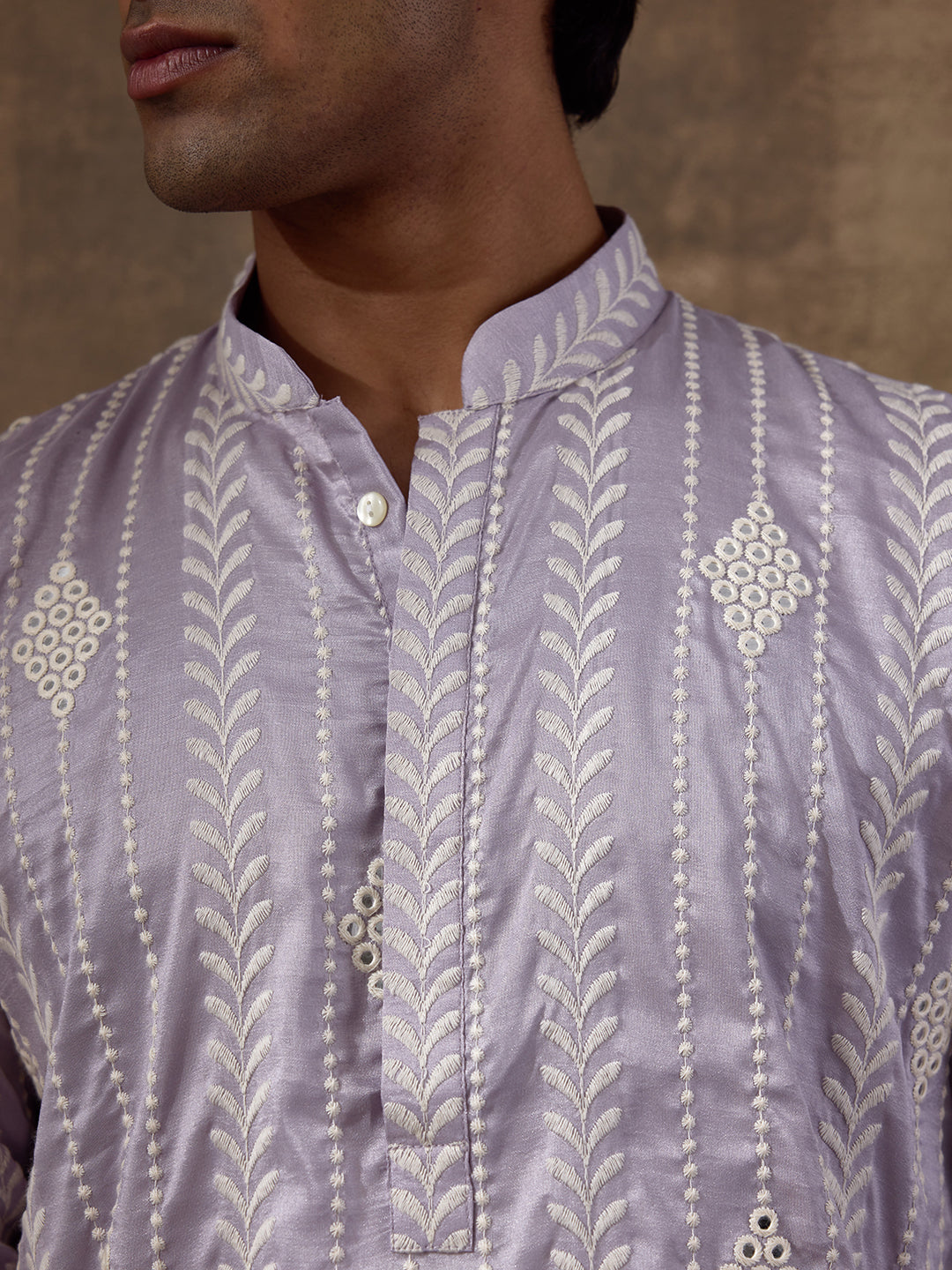 Fresh Lavender Embroidered Men's Kurta