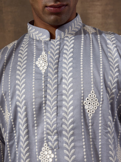 Celestial Blue Embroidered Men's Kurta