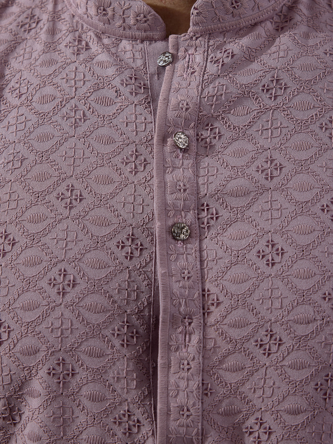 Lavish Lavender Chikankari Men's Kurta with Pants