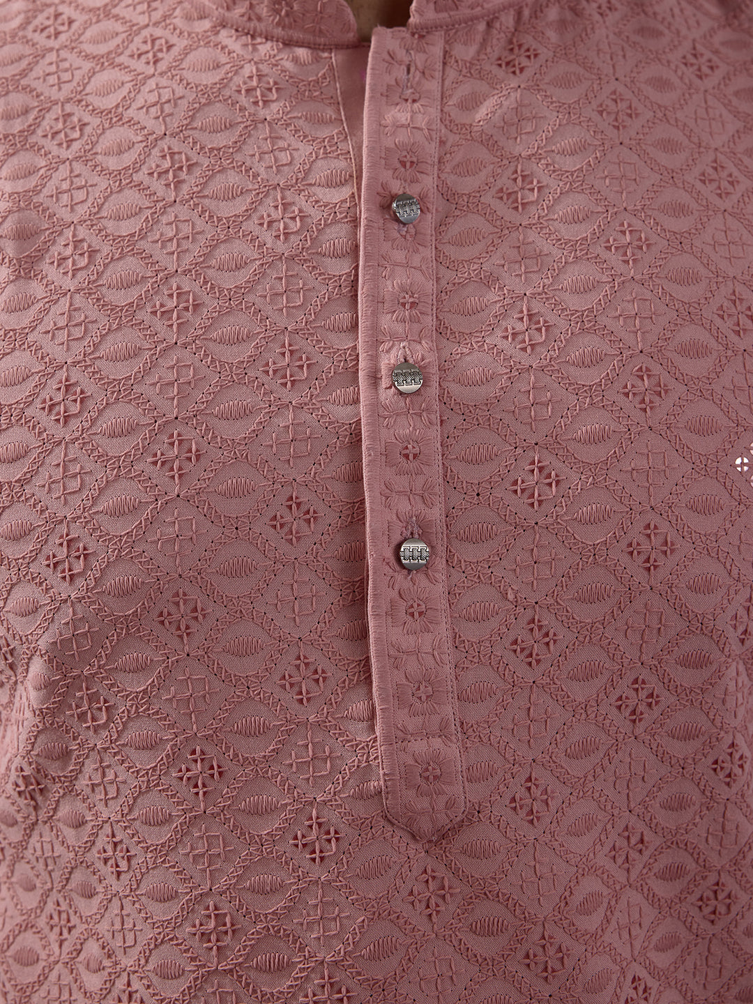 Pastel Pink Chikankari Men's Kurta with Pants