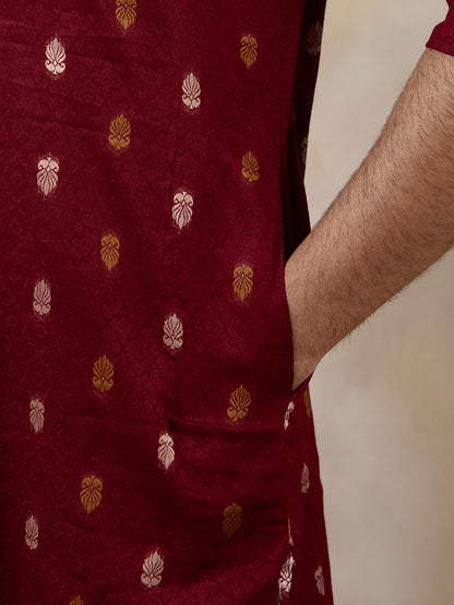 Traditional Maroon Ethnic Men's Kurta