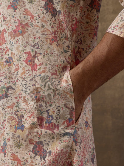 Traditional Motifs Multicolor Men's Kurta