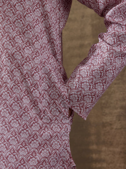 Sky Blue Ethnic Motifs Printed Men's Kurta