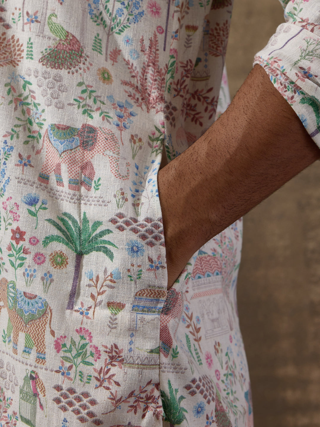 Old Jaipur Multicolor Printed Men's Kurta