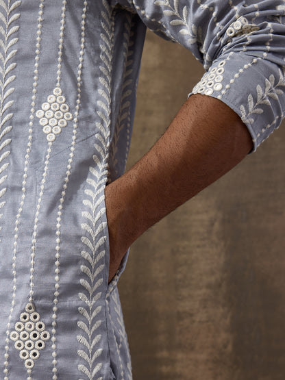 Celestial Blue Embroidered Men's Kurta