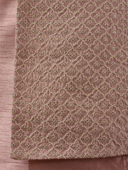 Pastel Pink Sequinned Men's Kurta Set with Long Jacket