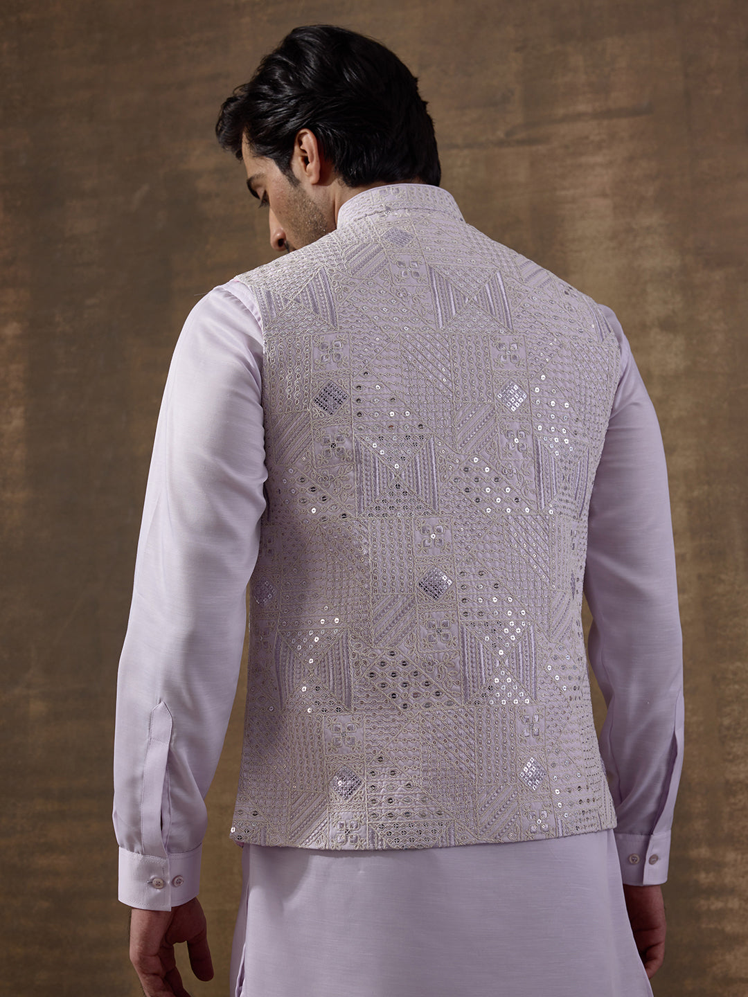 Light Lilac Sequinned Men's Kurta Set