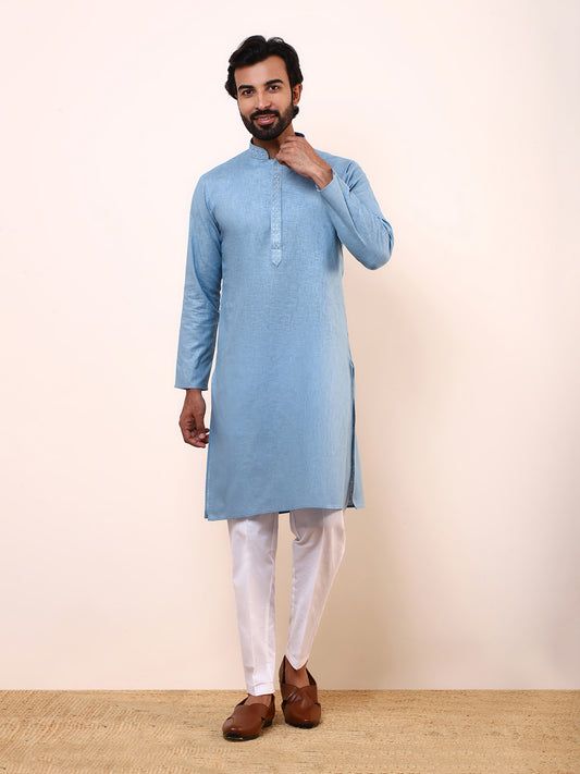 Celestial Blue Linen Men’s Kurta