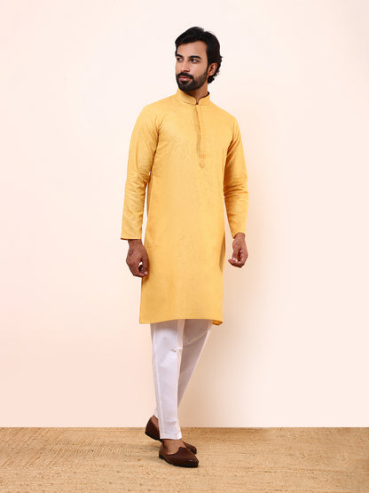 Vibrant Yellow Linen Men’s Kurta