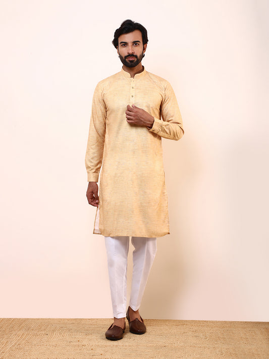Elegant Beige Solid Men’s Kurta