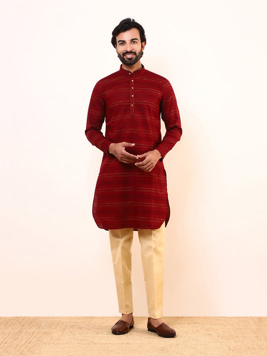 Deep Maroon Solid Men’s Kurta