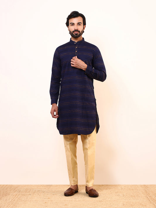 Navy Blue Solid Men’s Kurta