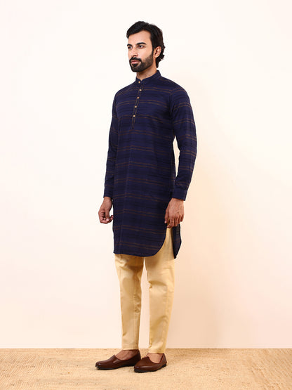 Navy Blue Solid Men’s Kurta