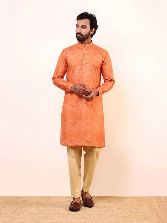 Rustic Orange Solid Men’s Kurta